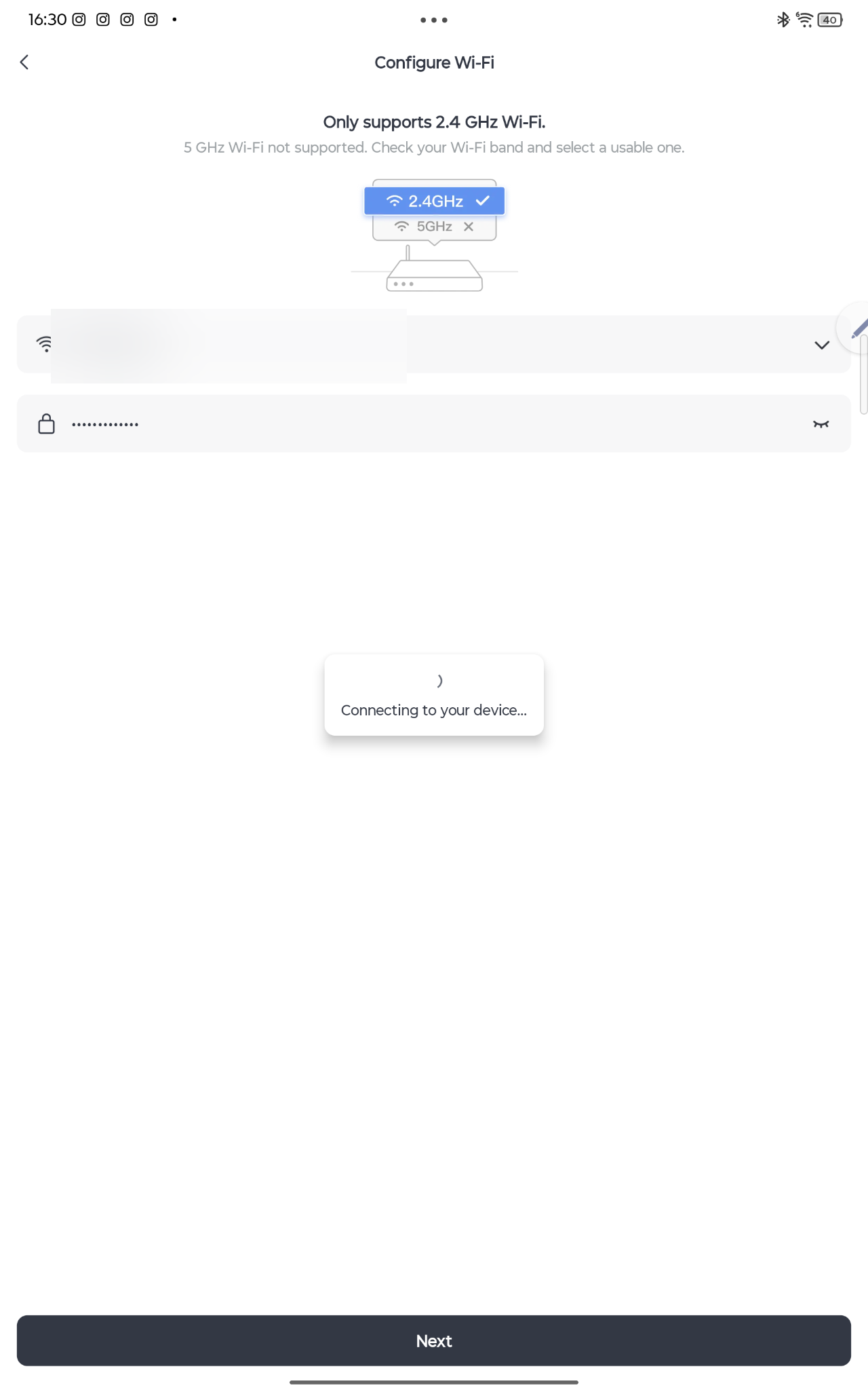 Wi‑Fi bağlantısının tamamlanmasını bekleyin