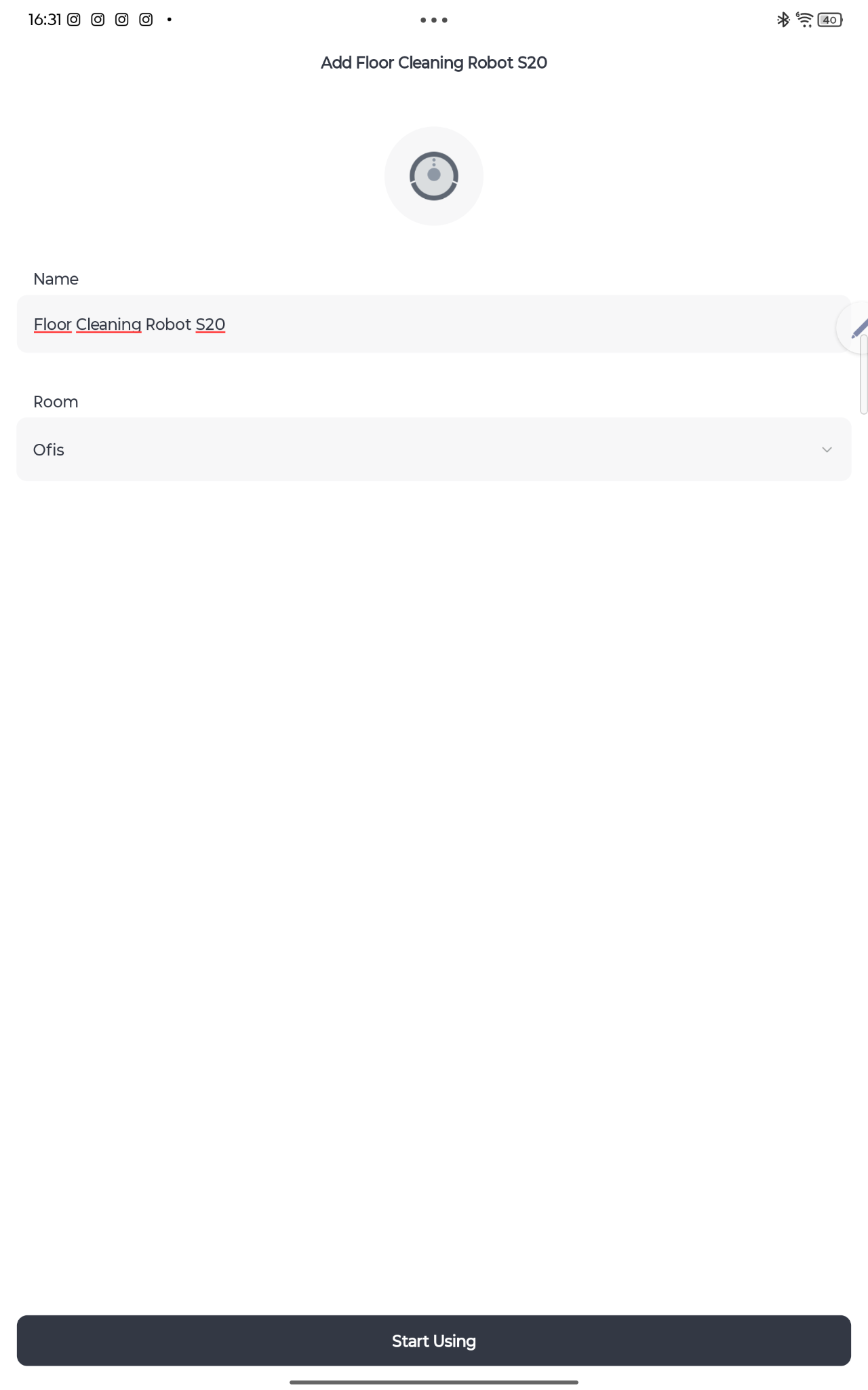 Cihaz adını ve odayı seçin